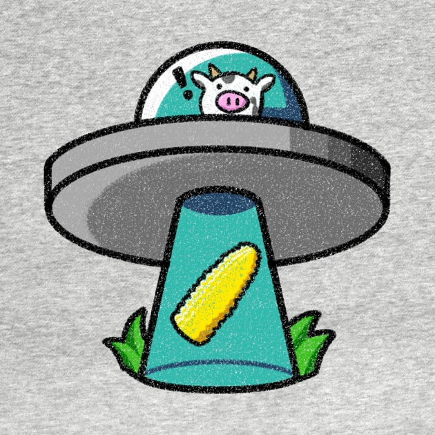 Corn-Loving Cow In A UFO by vritiger